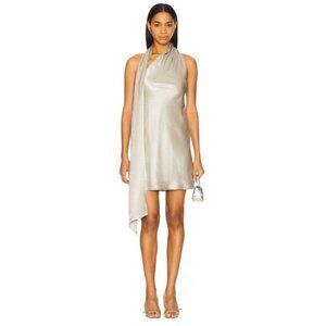Auteur Studio Cassidy Dress in Grey Small New Womens Silver Satin Mini
